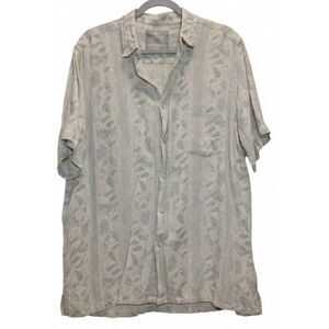 Magaritaville mens xl silk linen shirt beige short sleeve Miami yacht wear